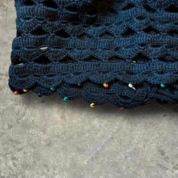 Fairy Babydoll Knit Black Adjustable Handmade crochet cami crop top - Picture 2 of 6